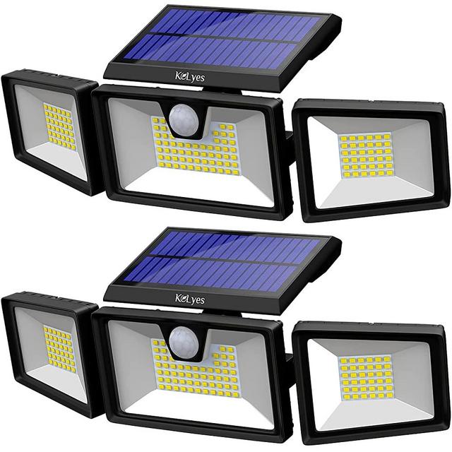 KOLYES Solar Lights Outdoor - 2 Pack, 132 LED 1000LM Bright Wireless Solar Motion Sensor Lights Outdoor with 3 Lighting Mode, Adjustable & Wide Lighting Area, IP65 Waterproof Durable LED Flood Lights