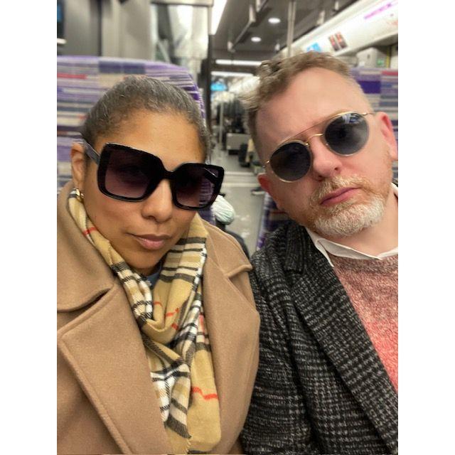 Being obnoxious on our way back from Milan.
