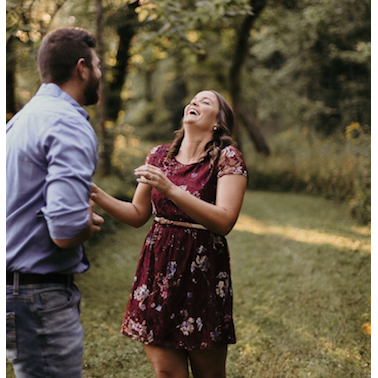 We then got our first sneak peak at our engagement pictures taken in my parents backyard/woods.