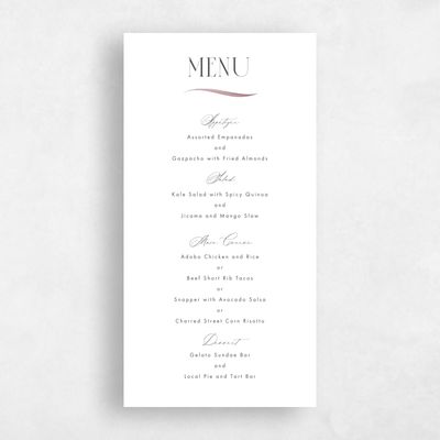 Dusty Rose, Pink Wedding Menu - Brienno