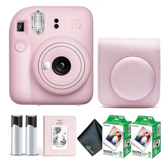 Fujifilm Instax Mini 12 Instant Camera Blossom Pink Bundle with Fuji Instax Mini Film Value Pack (40 Sheets) + Protective Carrying Case + Photo Album + Microfiber Cleaning Cloth