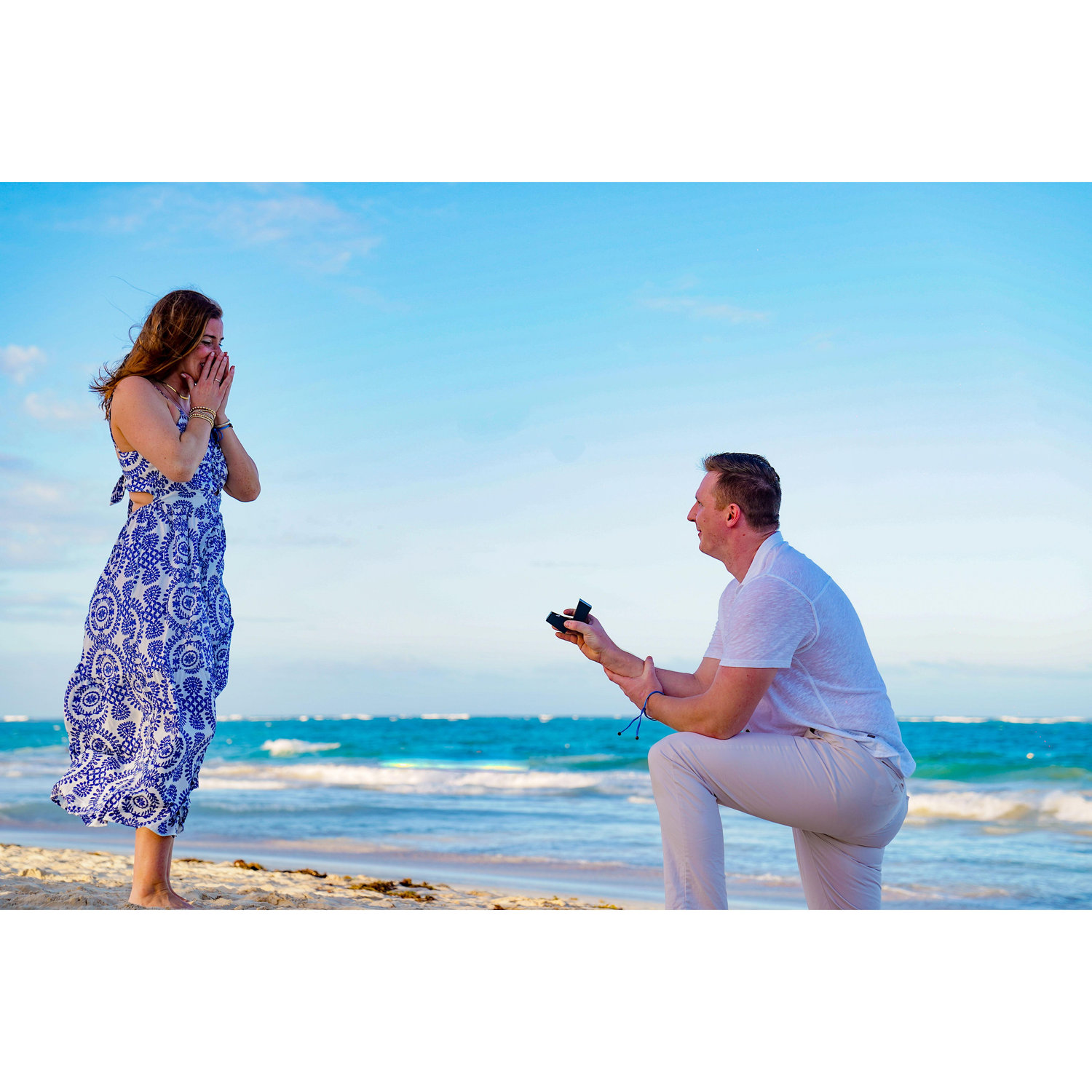Surprise beach proposal on our vacation in Punta Cana