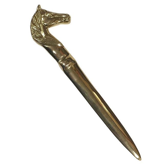 Schooner Bay Co. 6.25” Solid Polished Brass Horse Head Letter Opener – Antique Style Equestrian Desk Accessory, Vintage Mail Opener Gift for Horse Lovers