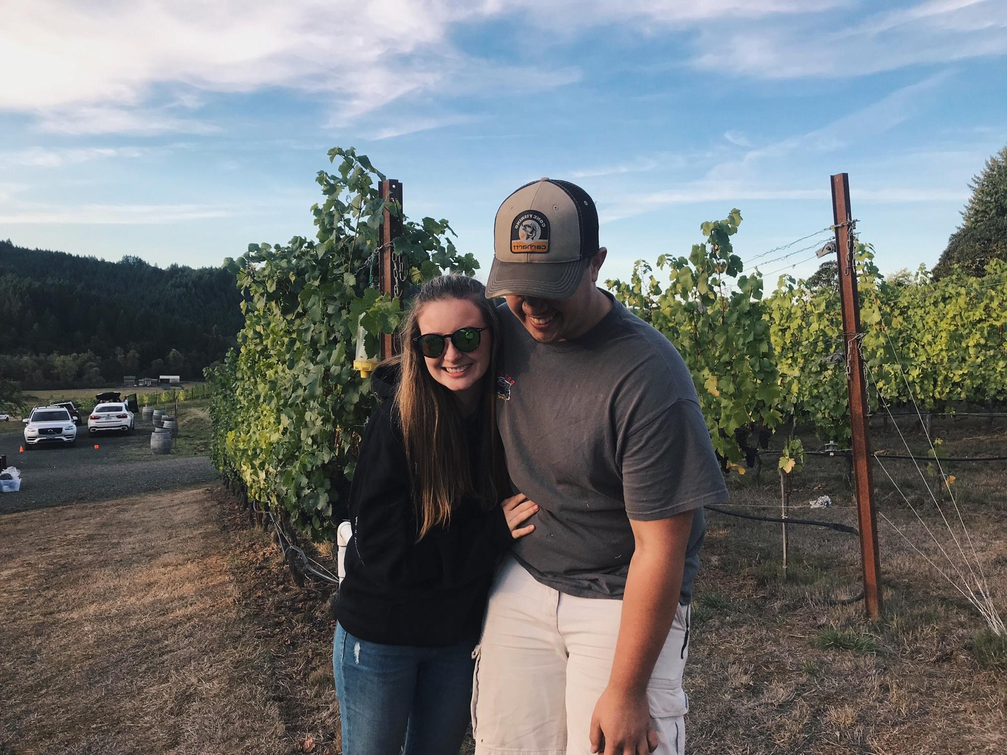Maya and Dustin at a vineyard in Wilsonville, OR for a concert with her family 2019