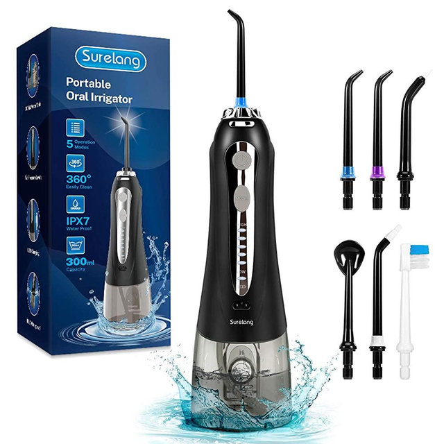 Cordless Water Flosser, Water Pik Water Flosser for Teeth Dental Oral Irrigator Professional Water Pick Teeth Cleaner with IPX7 Waterproof 5 Mode and Detachable Water Tank for Home and Travel