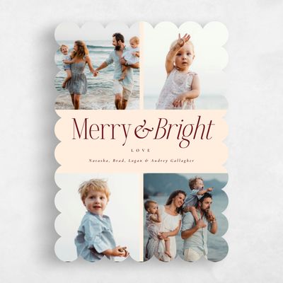 Beige Scalloped Holiday Card - Opal