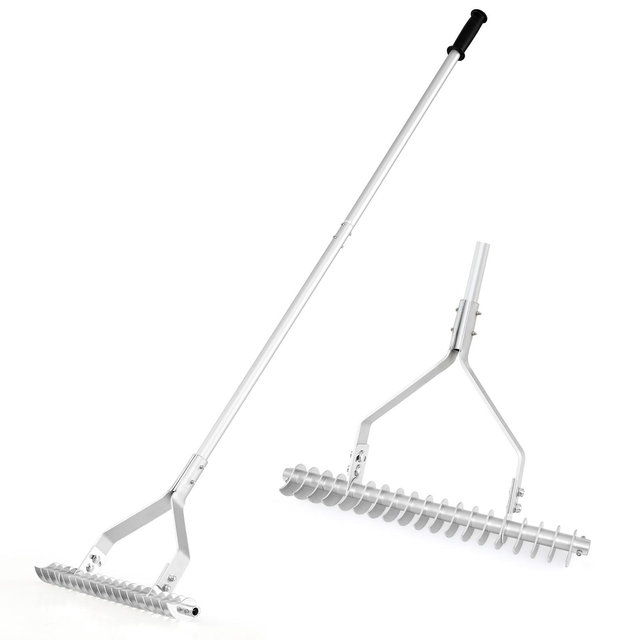 Costway 70" Garden Thatch Rake w/ Long Handle & 19 Curved Tines