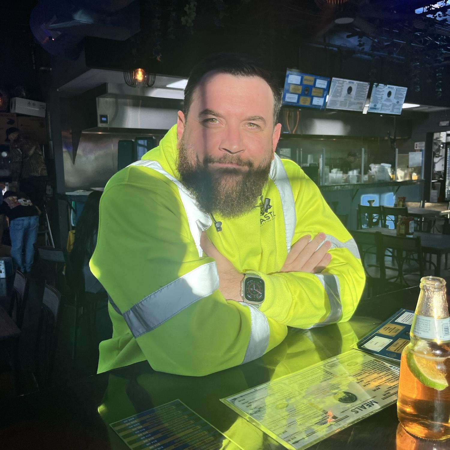 Alex sitting at the bar where we met!