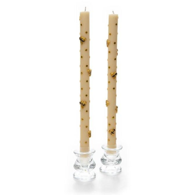 MacKenzie-Childs Bee Gold Dinner Candles Set of 2