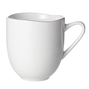 Organic Rimmed Dinnerware, Mug, Set of 4, Gold Rim