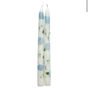 Ivory Evening Hydrangeas Hand-Painted Taper Candles, Set of Two