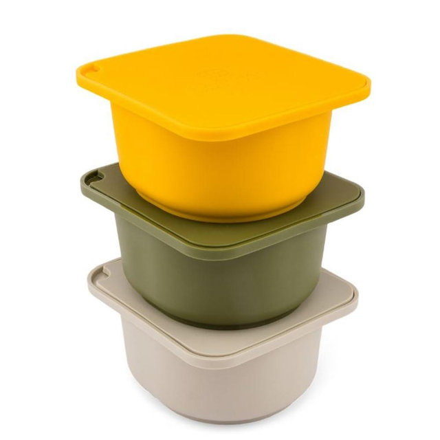 Babadoh Pizza Making Accessories | Pizza Dough Proofing Containers with Lids | Set of 3 | Multi Yellow (1 Dough, 1 Olive, 1 Yellow) | Original Size (make 12" Pizzas)