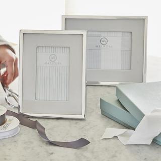 White Leather with Metal Border Frame