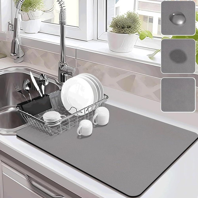 ZEAVOLA Dish Drying Mat for Kitchen Countertops,Absorbent Drying Mat Large Dish Drying Mats for Kitchen Counte,Drying Mat for Coffee Machine Dish mat