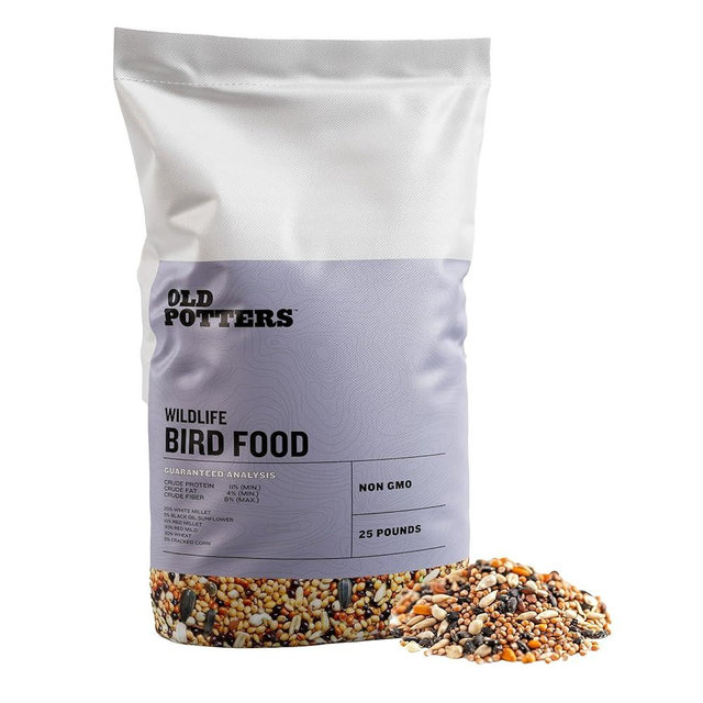 Old Potters Wild Bird Seed Blend – Non-GMO, Natural Mix with Millet, Milo, Sunflower, Corn & Wheat – Attracts Ground-Feeding Birds – 25 lb (25 lbs)