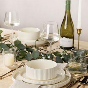 TheTerra Ceramic Dinnerware Sets for 4, 12 Pieces Porcelain Lightweight Plates and Bowls Sets, Scratch Resistant Dish Set, Oven & Microwave & Dishwasher Safe, Beige