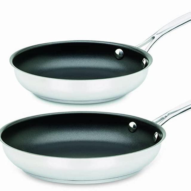 Cuisinart Chef's Classic Stainless Nonstick 2-Piece 9-Inch and 11-Inch Skillet Set - Black And Silver