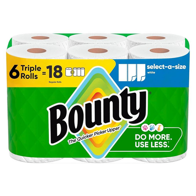 Bounty Select-A-Size Paper Towels, White, 6 Triple Rolls = 18 Regular Rolls (3 Packs of 2)