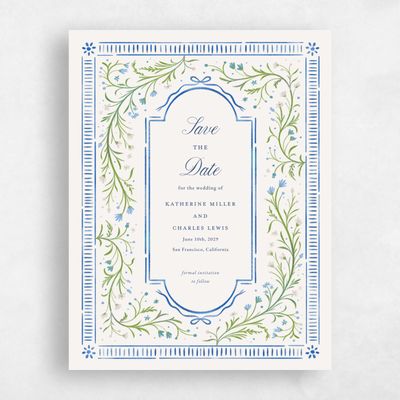 Light Oatmeal, Beige Wedding Save the Date - Querida Portrait