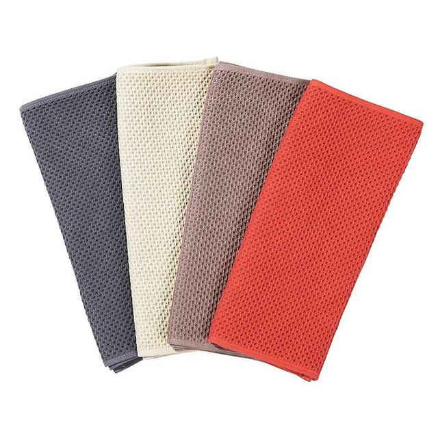 Homaxy 100% Cotton Waffle Weave Kitchen Dish Towels, Ultra Soft Absorbent Quick Drying Cleaning Towel, 13x28 Inches, 4-Pack, Mixed Color