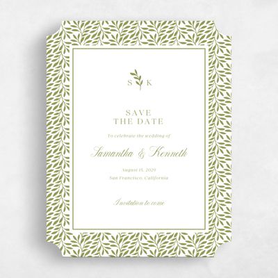 Green Ticket Wedding Save the Date - Thalia Portrait