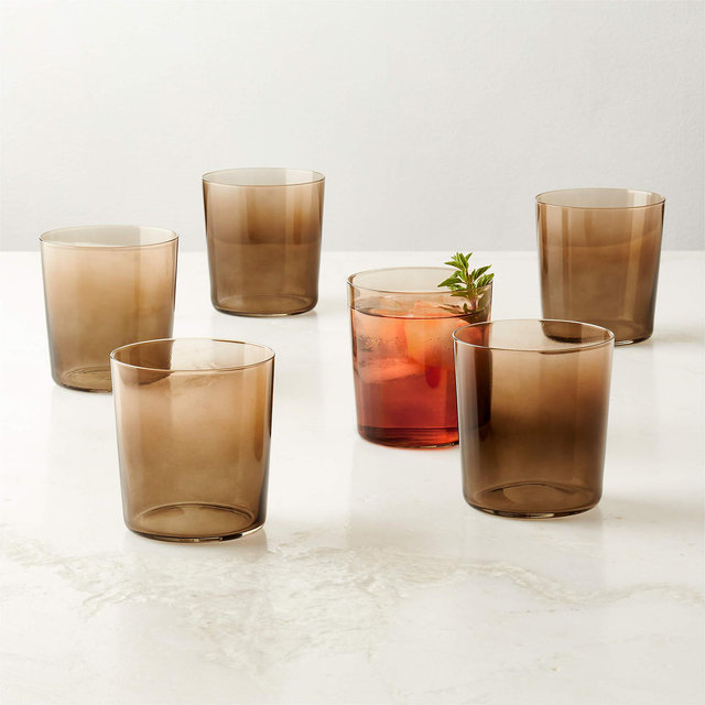 Marta Ombre Amber Double Old-Fashioned Glasses Set of 6 by Azeeza