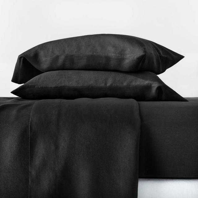 King 100% Hemp Solid Sheet Set Washed Black - Casaluna™