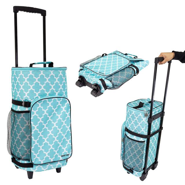 dbest products Ultra Compact Smart Cart Cooler Extended Insulated Collapsible Rolling Tailgate BBQ Beach Summer, Moroccan Tile