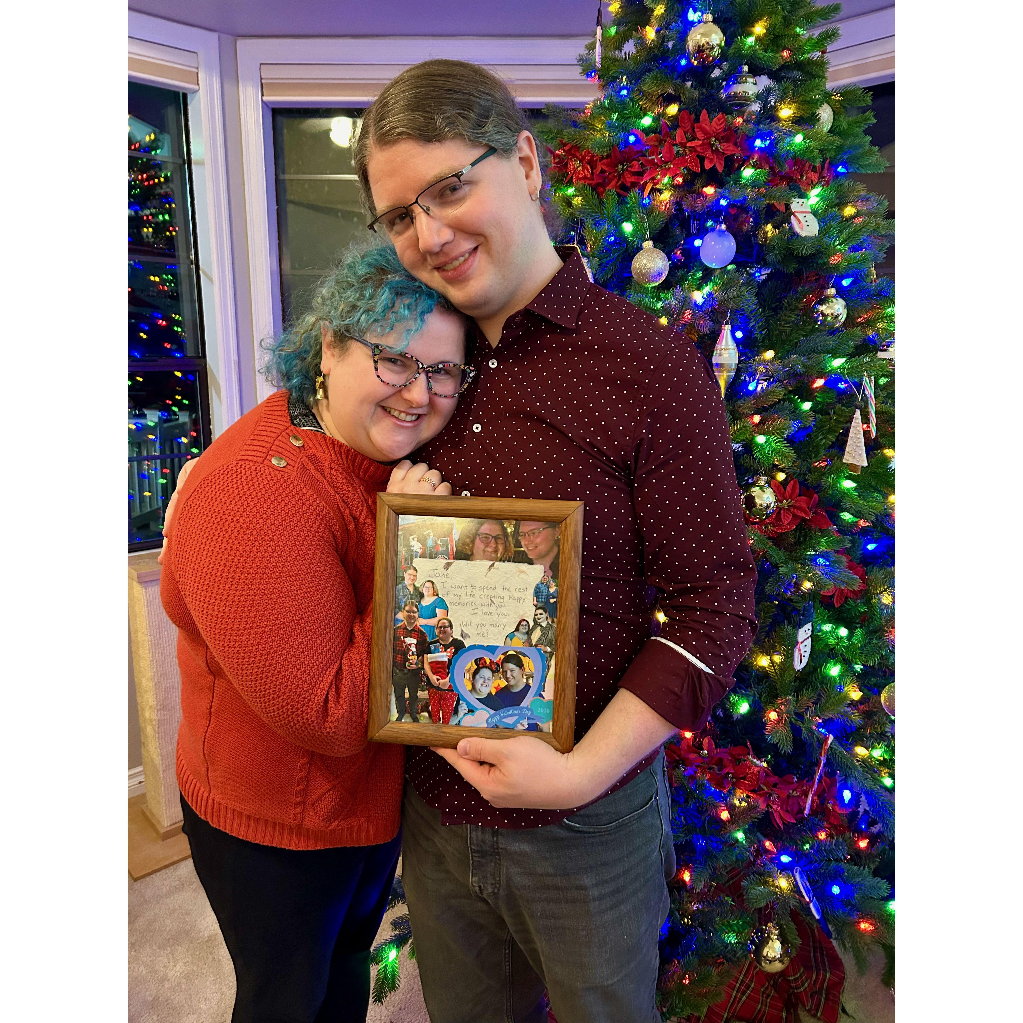 Tiffany proposed with this collage on Christmas Eve.