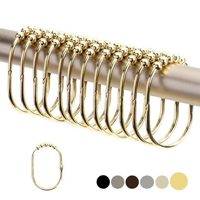 2 Lb. Depot Wide Shower Curtain Rings Hooks, Stainless Steel Set of 12 (Gold)