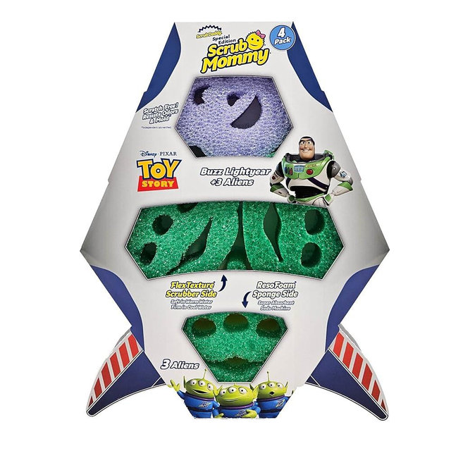 Scrub Daddy Scrub Mommy Toy Story Rocket Ship FlexTexture + ResoFoam Cleaning Sponges - Non-Scratch Sponges for Everyday Cleaning - Kitchen, Bathroom & Outdoor - Kitchen Sponges for Dishes (4 Count)