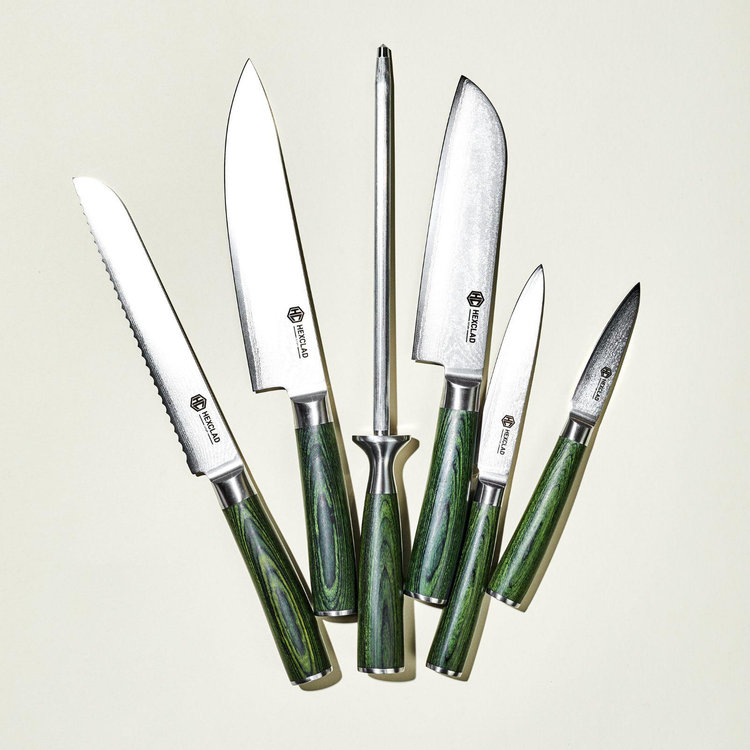 新品未使用) 日本未発売　HEXCLAD 包丁セット HexClad Hybrid Cookware, Damascus Stainless Steel 6-Piece Knife