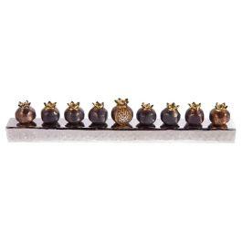 Strip Chanukah Menorah Pomegranates-- Copper - Yair Emanuel Collection