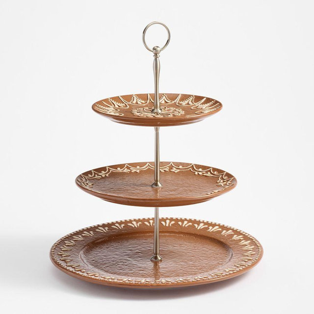 Gingerbread Stoneware Tiered Stand