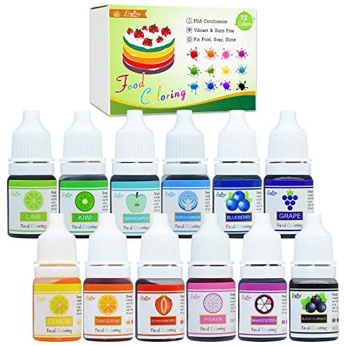 Food Coloring - 12 Color Vibrant Cake Food Coloring Set for Baking, Decorating, Fondant and Cooking - Upgraded Liquid Concentrated Icing Food Color Dye for Slime Making, DIY Crafts - .25 fl. oz. Each