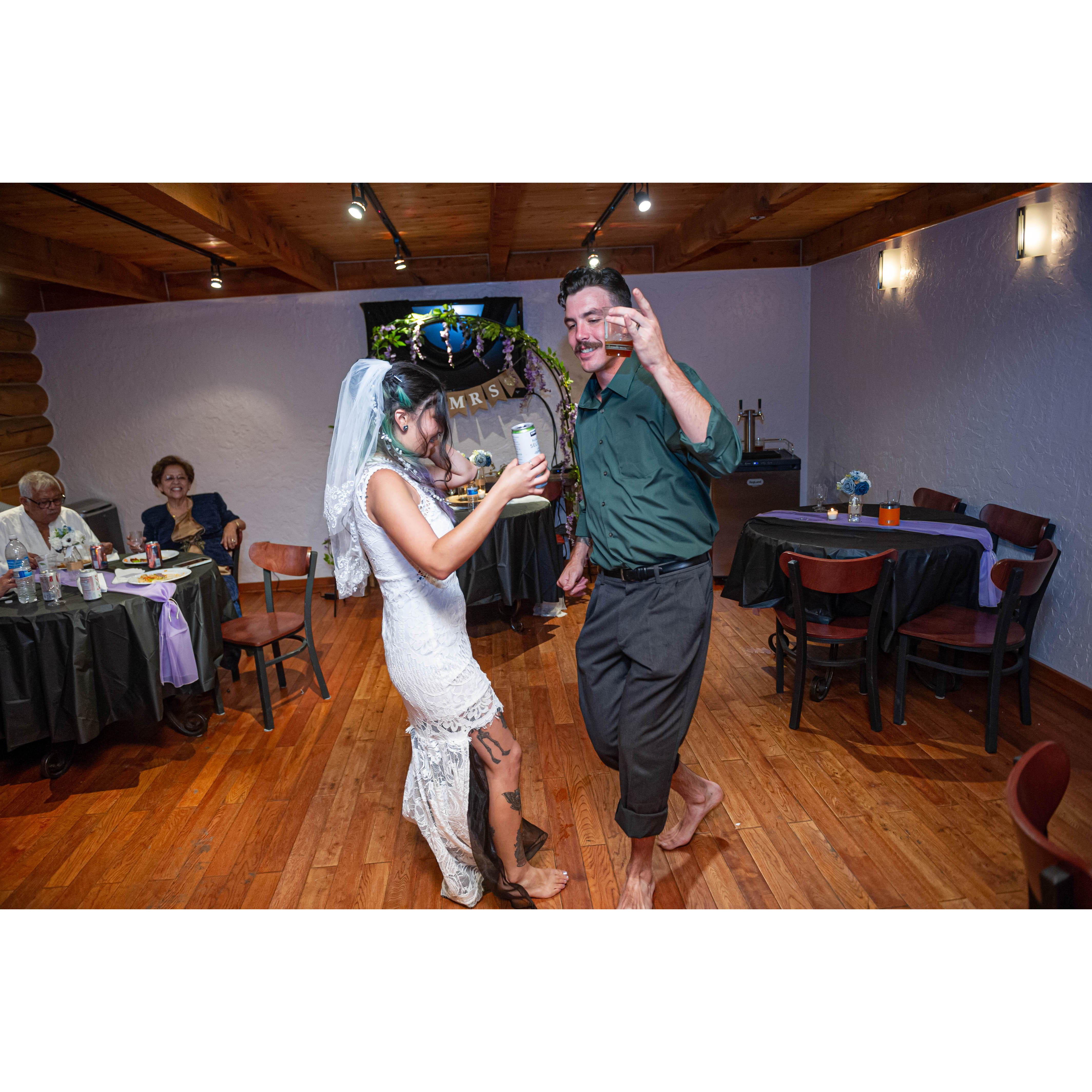 Getting down during our first dance!