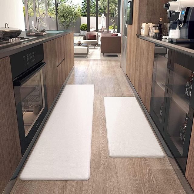 Color G Kitchen Rugs, Kitchen Runner Rug Kitchen Floor Mat, Cushioned Anti-Fatigue Kitchen Mat, Non Skid Waterproof Comfort Standing Kitchen Rugs and Mats, 17"x29"+17"x59", Pastel Wheat