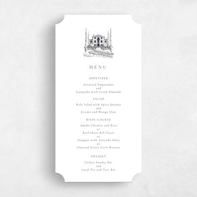 White Ticket Wedding Menu - Floris