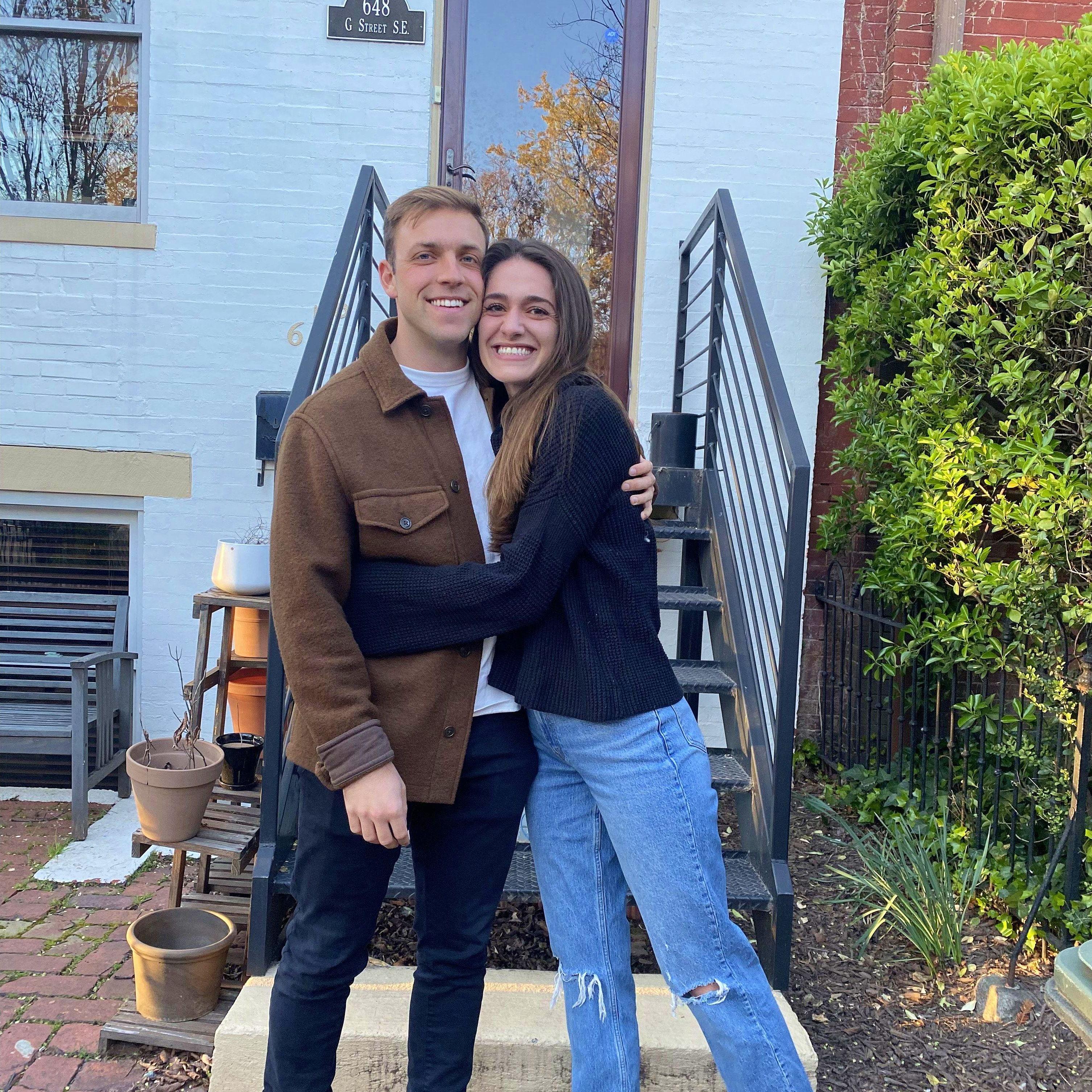 Our first photo together outside of Alexis's Capitol Hill home