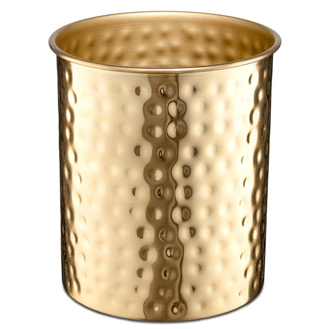 Monarch Abode Kitchen Utensil Holder – Hand Hammered Metal Brushed Gold Utensil Holder, Decorative Utensil Crock for Kitchen Counter, Cooking Tool and Spatula Holder for Countertop, Caddy Organizer