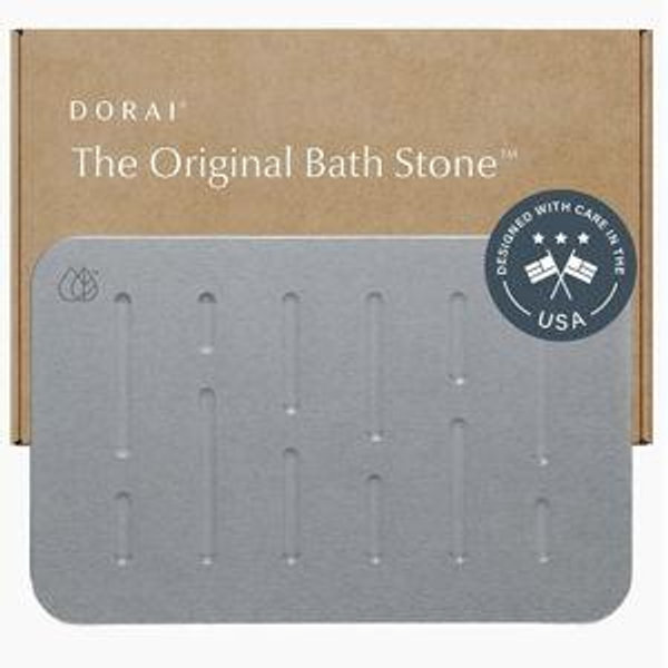 Dorai Home Stone Bath Mat - Premium Diatomaceous Earth Bath Floor Mats with Non-Slip Base, Fast-Drying Modern Shower Mat for Bathroom | Rain Ash - 23.6"x15.4"