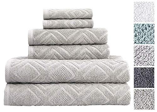 Classic Turkish Towels 6 Piece Cotton Bath Towel Set - Luxury Soft and Thick Bath Towels 600 GSM Made with 100% Turkish Cotton (Stone)