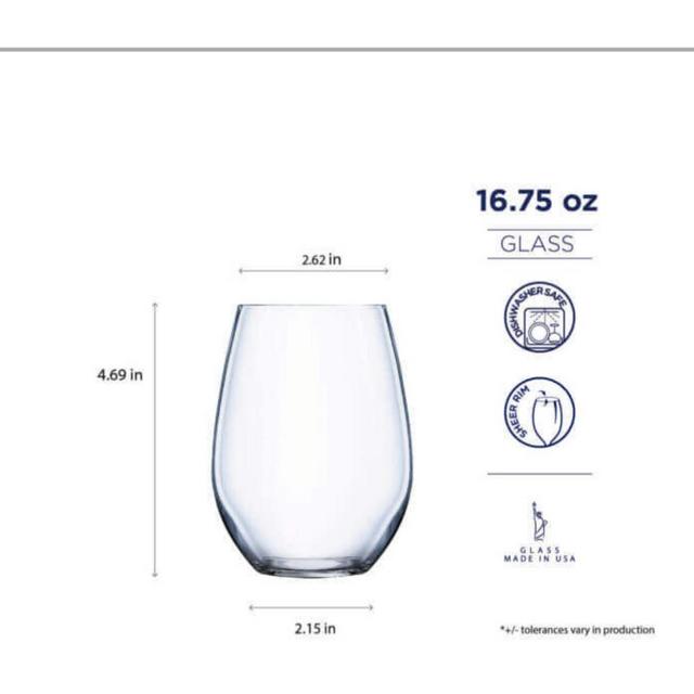 Grand Estate 16.75 oz. Stemless White Wine 6 PC Set