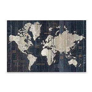 Old World Map Wall Art in Blue