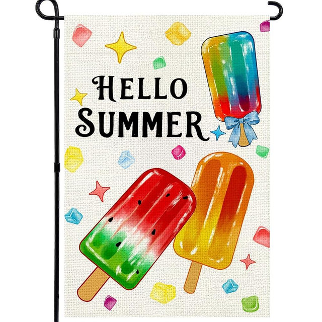 Agroon Summer Garden Flag 12x18 Inch, Popsicles Double Sided Small Burlap Flag for Yard Outdoor Decoration