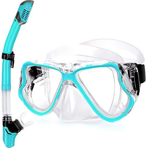 Greatever Dry Snorkel Set,Panoramic Wide View,Anti-Fog Scuba Diving Mask,Easy Breathing and Professional Snorkeling Gear for Adults