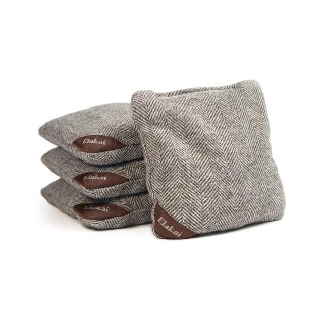 Elakai Cornhole Bags All Weather Single Sided Herringbone Regulation Size and Weight Set of 4 Regulation 6 in x 6 in