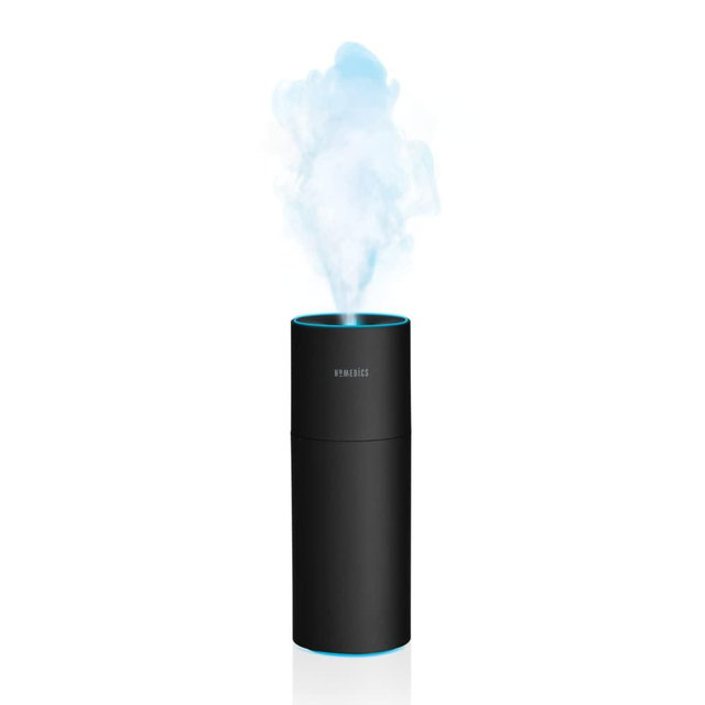 HoMedics TotalComfort Portable Ultrasonic Humidifier, Desktop, Travel, Personal Space, 8.5-oz. Tank, Up to 10-Hour Runtime per Full Tank, Visible Quiet Cool Mist with 2 Settings, Accent Light, Auto-Shut Off Timer, Black