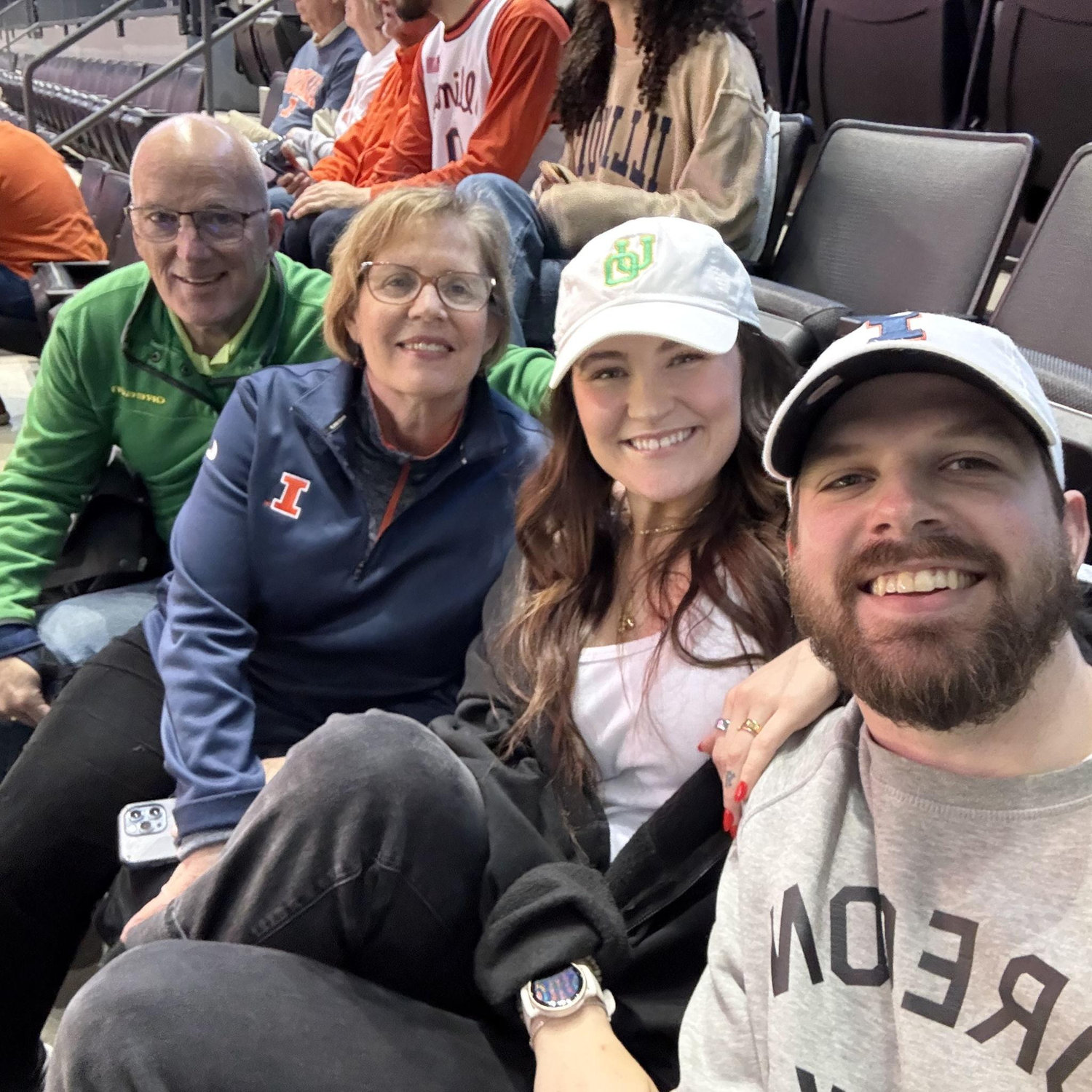 Oregon v. Illinois with John's parents.