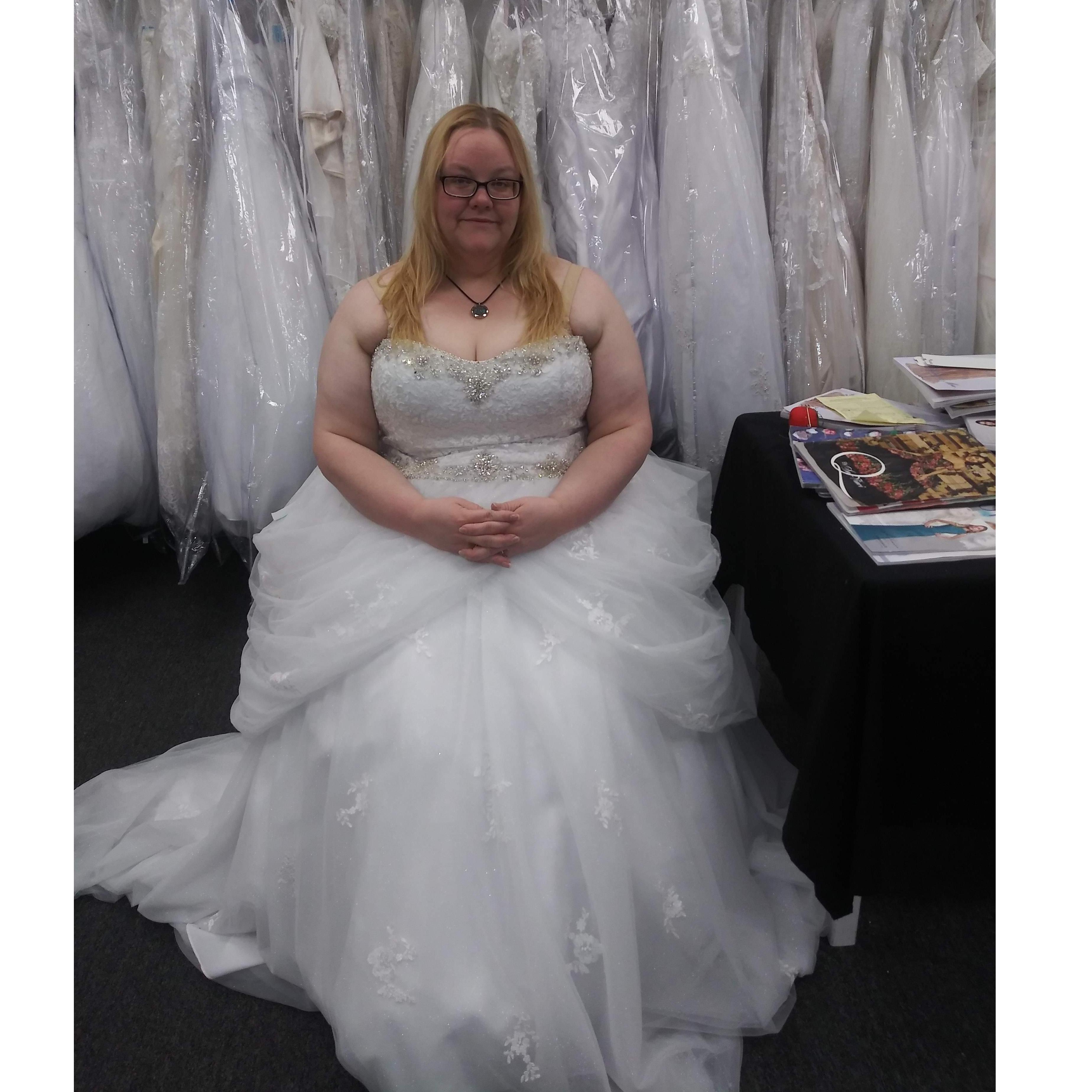 The only traditional wedding dress Terri tried on.